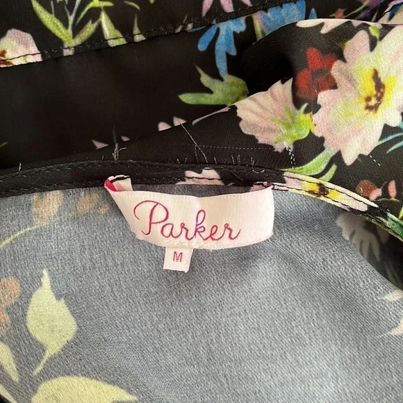 PARKER Floral Short Sleeve Ruffle Wrap Blouse, Size M - Picture 12 of 14